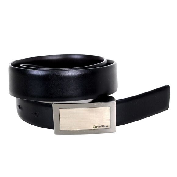 Calvin Klein BLACK BROWN LEATHER 1 3/8"Wd RVRSBL CASUAL DRESS MEN'S BELT 32 (G46 - Picture 1 of 14